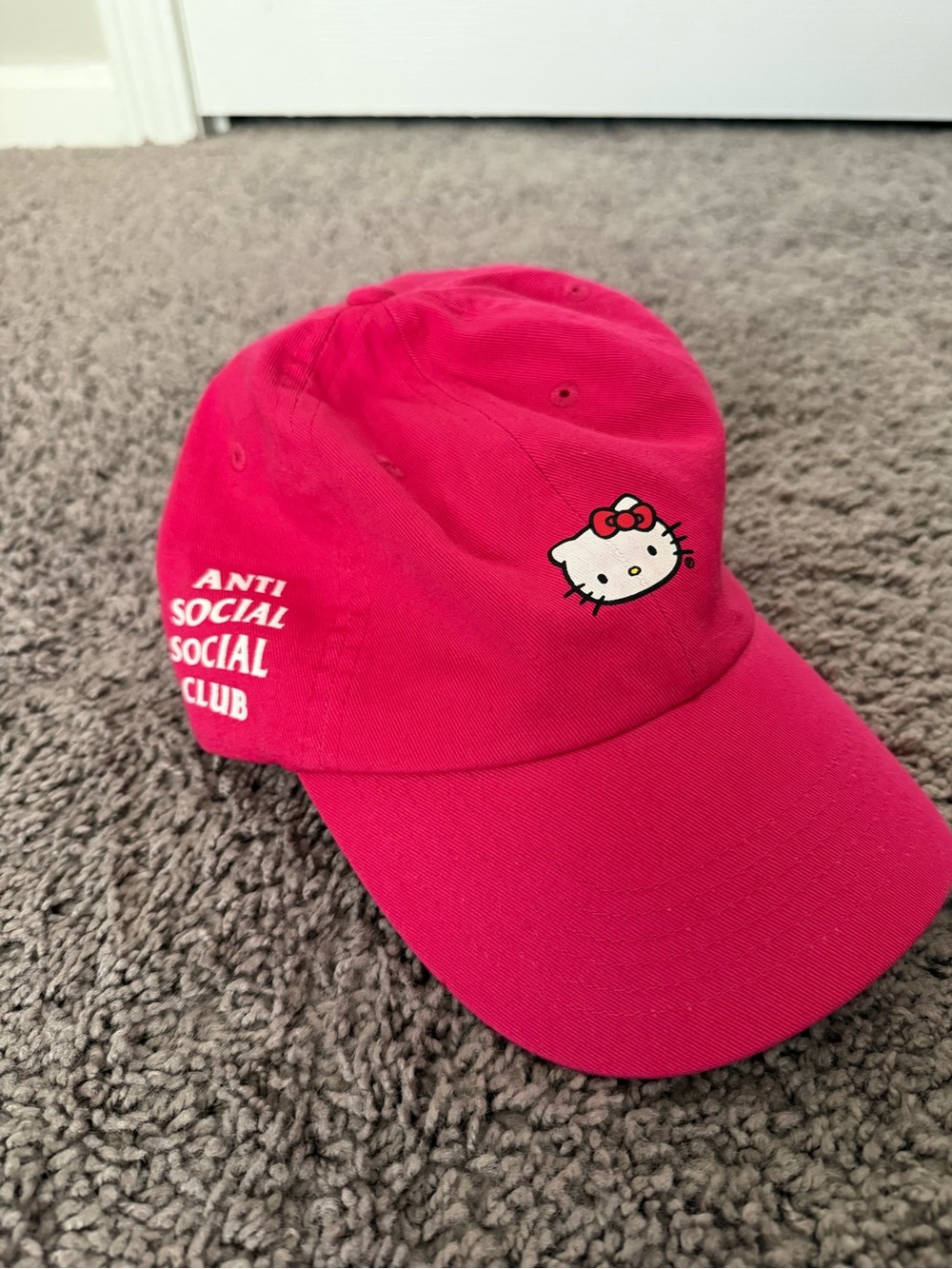 Anti Social Social Club bright pink Hello Kitty cap